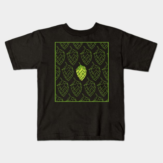 Beer Hops Pattern Kids T-Shirt by ebayson74@gmail.com